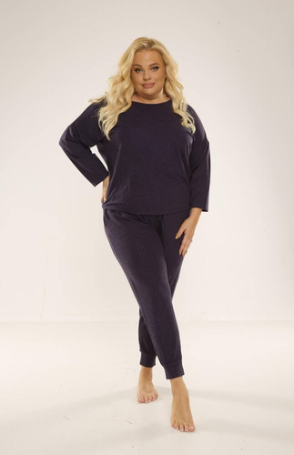 347 Paula Piżama Damska Plus Size De Lafense - granat