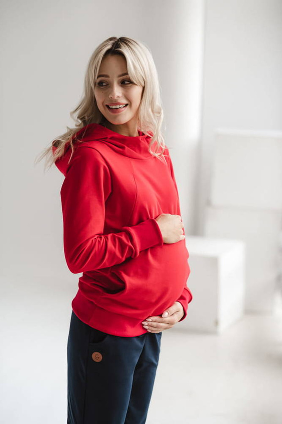 Milk Please bluza do karmienia Milk&Love z kapturem czerwony