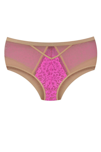 Mediolano Crazy Pink 19249 Figi Pełne Koronkowe Beżowo-Różowe