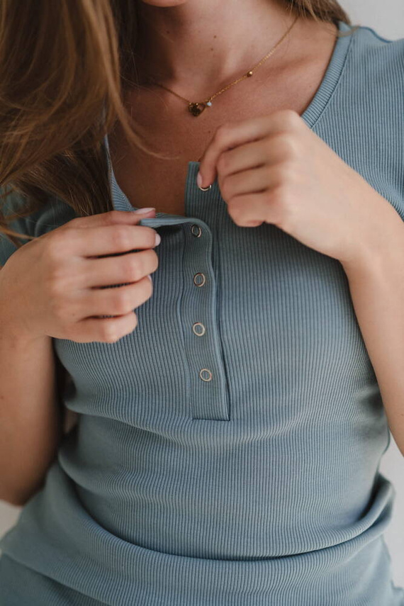 Tummy Bluzka ciążowa i do karmienia z krótkim rękawem Milk&Love patynowy