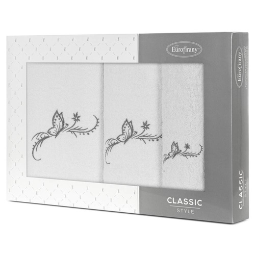 Fairy Komplet ręczników z haftem z motywem motyli Eurofirany biały/grafitowy