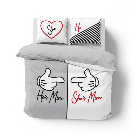 4103 A Holland 129 Pościel bawełniana He`s Mine She`s Mine Detexpol szary/biały 
