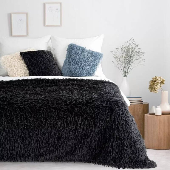 Adore Koc narzuta włochacz futrzak Eurofirany czarny