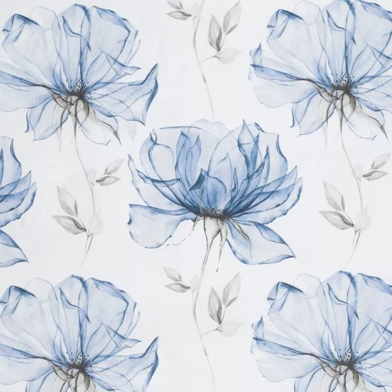 Spring 34 Kwiaty pościel satynowa Eurofirany biały/niebieski