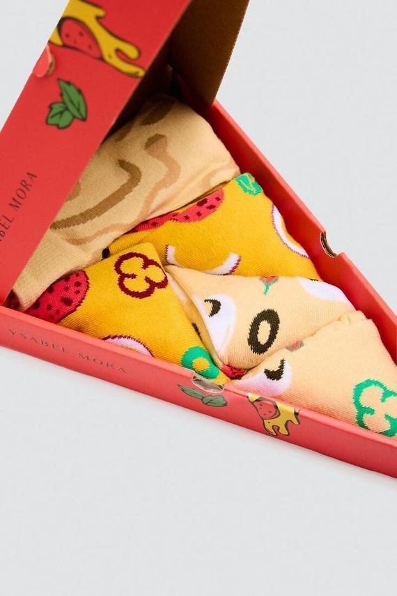 Ysabel Mora 17502 Skarpety Unisex 3 Pary Bawełniane Pizza na Prezent