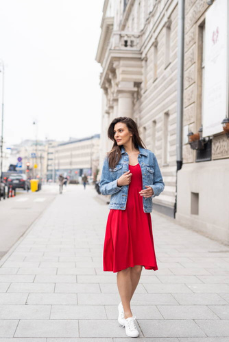 Mommy Chic sukienka ciążowa i do karmienia Milk&Love karminowy