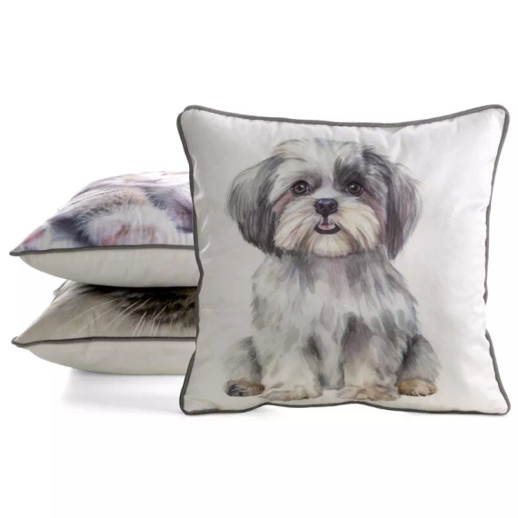 Poszewka Animal Shih Tzu 45x45 welwet Eurofirany z suwakiem