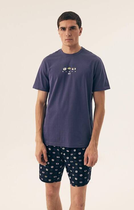 42606 Sake Piżama Męska Core Henderson - steel blue