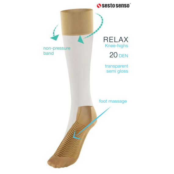 Relax Podkolanówki 20 DEN masujące spód stopy Sesto Senso szary