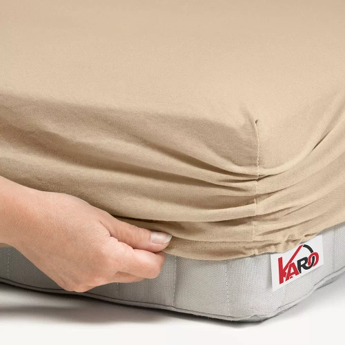 Prześcieradło frotte z gumką KARO - beżowy