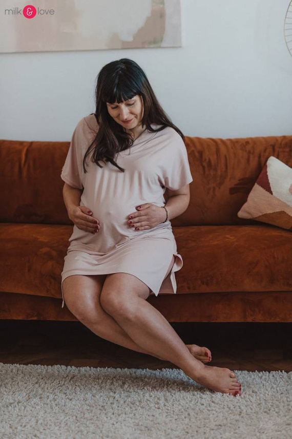 Moon bambusowa koszula nocna ciążowa i do karmienia Milk&Love pudrowy róż