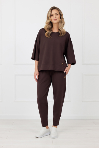 Bluza Kaori Italian Fashion 3/4 rękaw bawełna elastan- brązowa