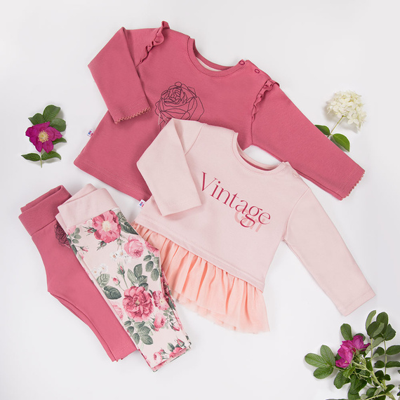 Roses Legginsy bawełniane dla dziewczynki Eevi - druk