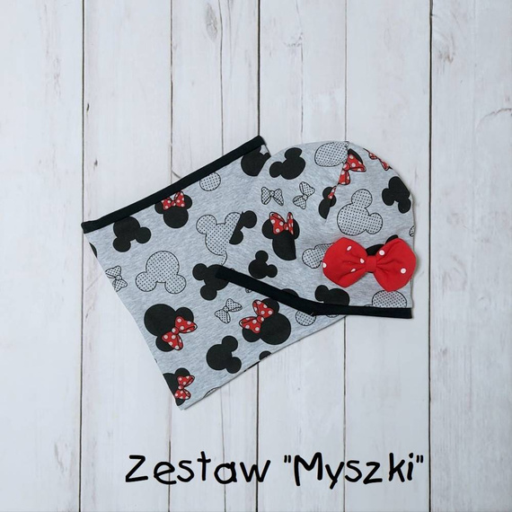 Zestaw Myszki czapka + komin Bambarillo melanż