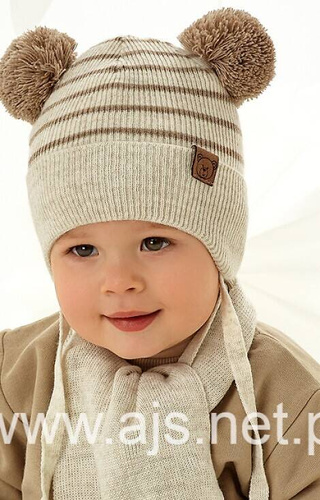 48-317 Komplet czapka+szalik AJS jasny beżowy