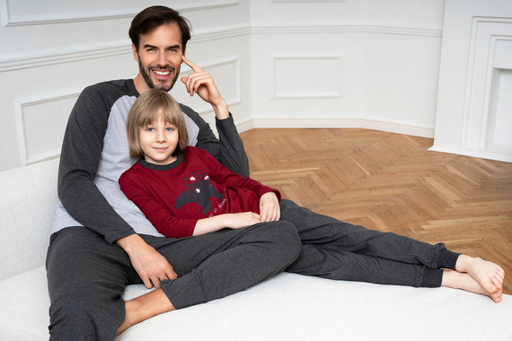 Morten Piżama chłopięca Italian Fashion bordowy/c.melanż