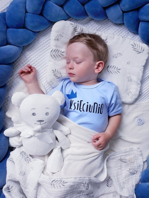 Poduszka muślinowa Blue leaves Yosoy - niebieski