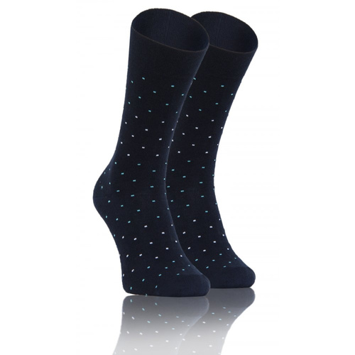 Classic Skarpety męskie garniturowe Sesto Senso wzór kropki granatowy