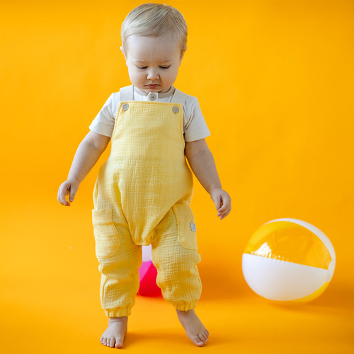 Elephant Ogrodniczki niemowlęce Eevi - żółte