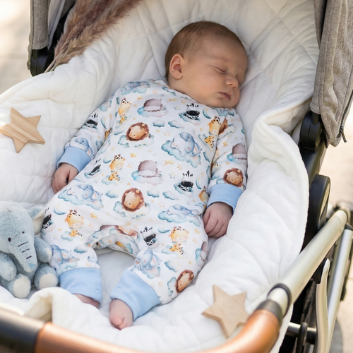 ABN-5609 Pajac niemowlęcy Little Dreamers Nini z bawełny organicznej – 100% bezpieczeństwa, bezniklowe napy, polska produkcja