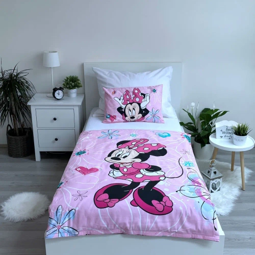 Minnie Flowers Pościel bawełniana Jerry Fabrics różowy