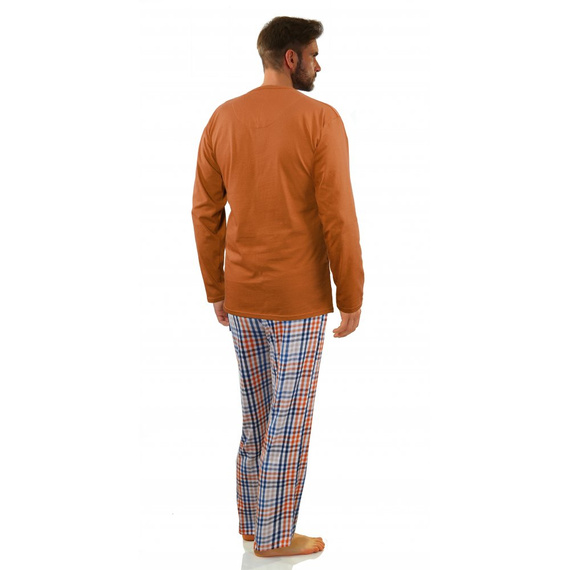2527/04 Piżama Męska długi rękaw i spodnie Sesto Senso - rudy brąz