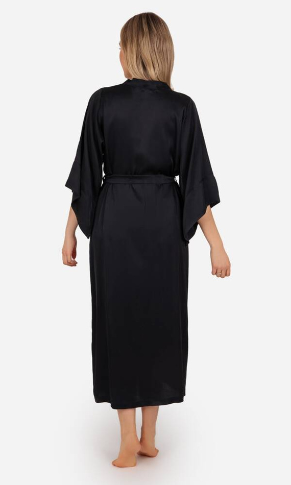 Elizabeth Szlafrok damski satynowy ByShelly - czarny