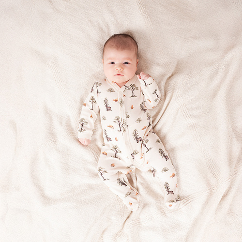 218031 Yogi Bear Pajac bawełna Nicol – leśny wzór, długi rękaw