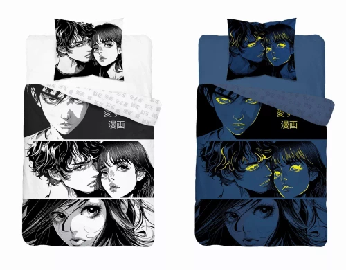 5207 A Fluo 40 Pościel bawełniana świecąca w ciemności Anime Boy Girl Detexpol