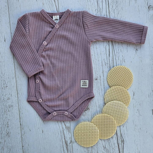 03249P "Natural Waffel" Body baby z długim rękawem Makoma pink