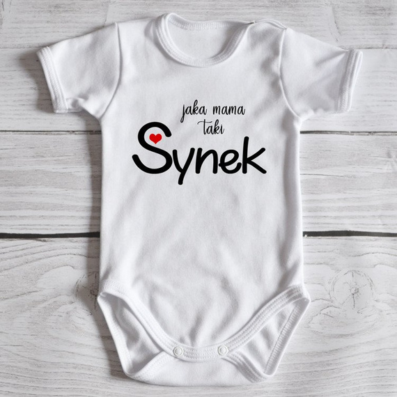 Body krótki rękaw "Jaka mama taki Synek" Moocha białe