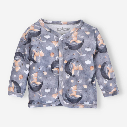 ABN-4627/LIS Space Tour Kaftanik niemowlęcy z bawełny organicznej Nini niebieski