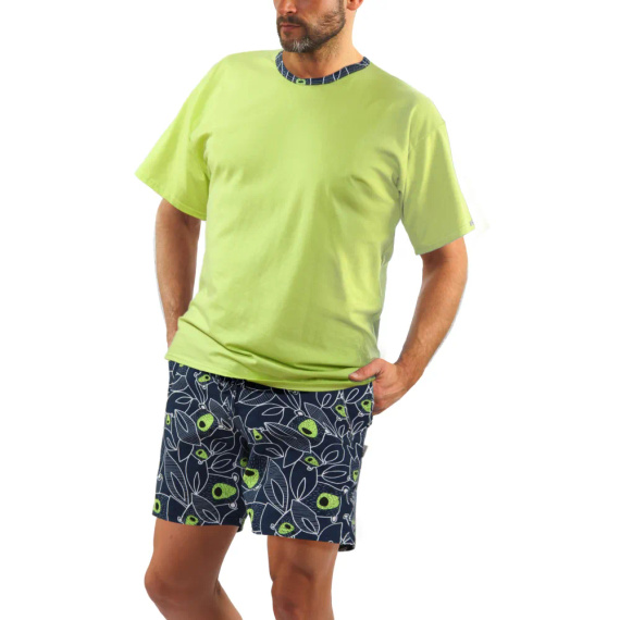 2422/22 Piżama Męska krótki rękaw, spodenki Sesto Senso seledynowy