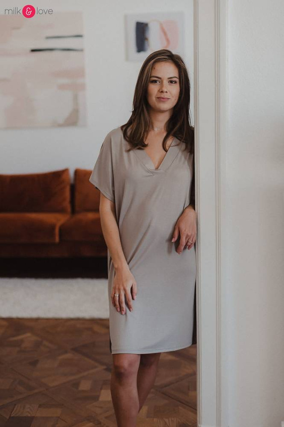 Moon bambusowa koszula nocna ciążowa i do karmienia Milk&Love beżowy