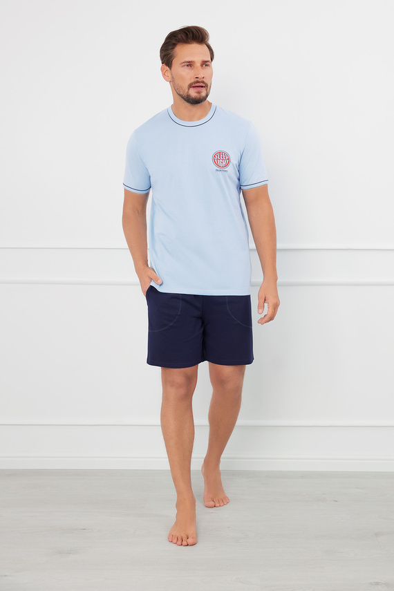 Greg Piżama Męska krótki rękaw, spodenki Italian Fashion - niebieski/granatowy