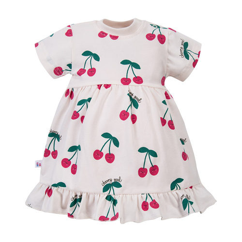 Sukienka dziewczęca Cherry Eevi ecru – 95% bawełna, falbanka, komfort na co dzień