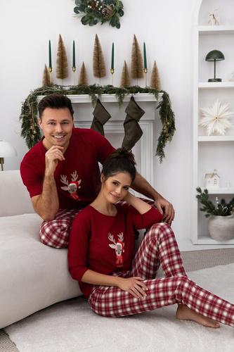 Jack Piżama Sensis – bawełniana piżama męska z koszulką i spodniami w kratkę