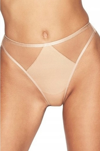 Stringi Lou S-932/2 Kinga skin/odc.beżowego– Gładka Mikrofibra, Beżowa Siateczka, Komfort