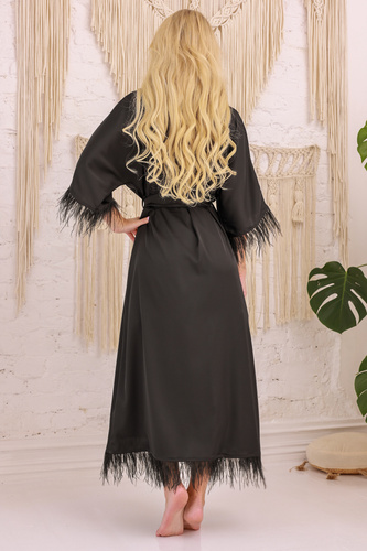 Diva Podomka Kalimo – satynowa z piórami, elegancka i zmysłowa, czarny