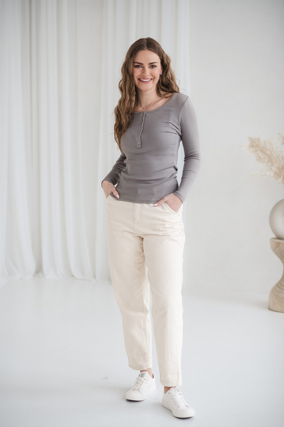 Bluzka ciążowa i do karmienia Tummy Milk&Love wiskoza szara