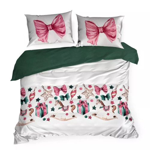 Ribeno Pościel świąteczna kokardki z mikrowłókna Eurofirany zielony