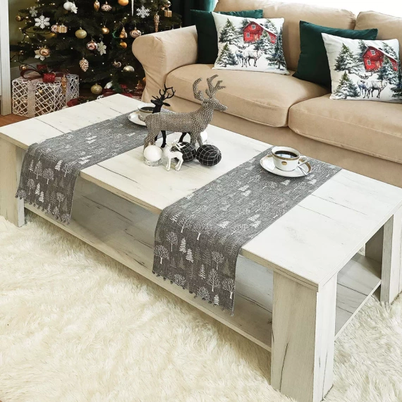 360000 Zimowa magia bieżnik świąteczny Markizeta szary