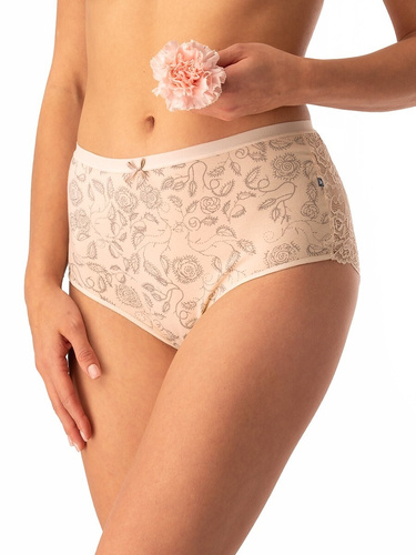 Figi damskie bawełniane Key LPF 590 beżowe– 2 sztuki w pudełku, koronka z tyłu