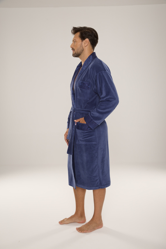 868 Noble Szlafrok męski welurowy De Lafense– elegancki, miękki, premium, jeans