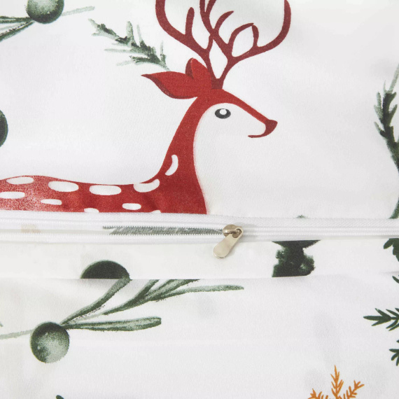 Christmas Forest Pościel mikrosatynowa świąteczna biała I25 Spod Igły i Nitki – miękka, gładka i trwała