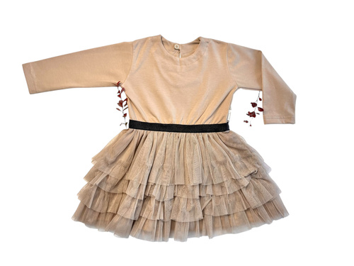 Sukienka niemowlęca beżowa Mamatti SW054 – 100% bawełna | Polska jakość | Komfort i styl