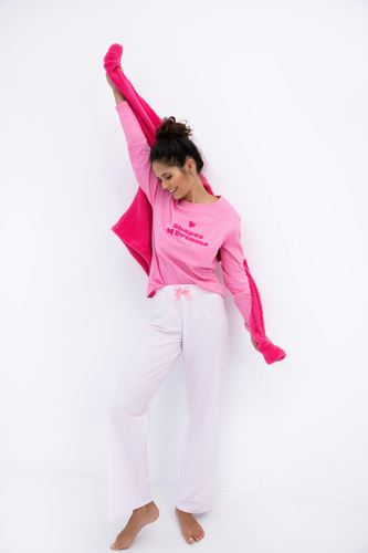 Malaya Piżama damska Sensis – bawełniana koszulka i długie spodnie z kokardką