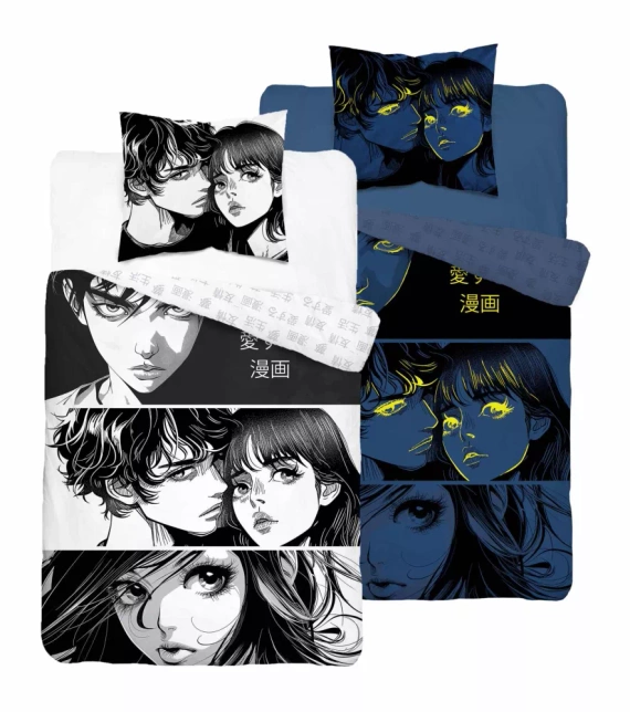 5207 A Fluo 40 Pościel bawełniana świecąca w ciemności Anime Boy Girl Detexpol