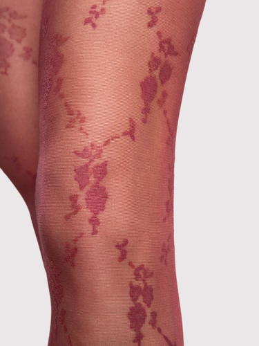 Rajstopy Fiore Rosalia G6132 20 den kwiatowy wzór matowe eleganckie-burgund