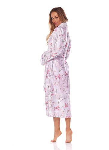 2216 Fida Długi Szlafrok Damski L&L -niebieski